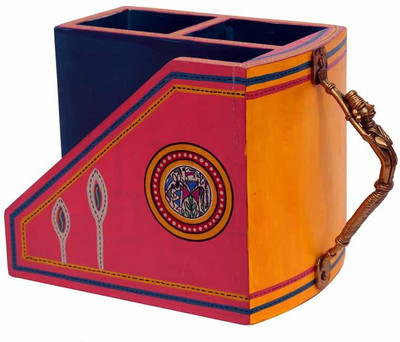 

Indikala Indikala Multicoloured Warli Painted Wooden Cutlery Holder 1 Piece Condiment Set(Wooden)