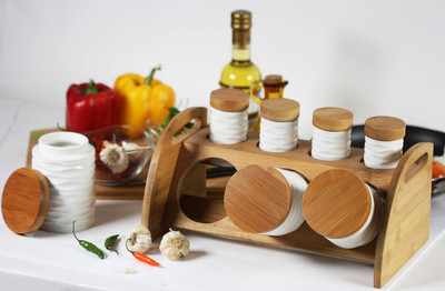 Chrome 8 Piece Oil & Vinegar Set(Ceramic, Wooden)