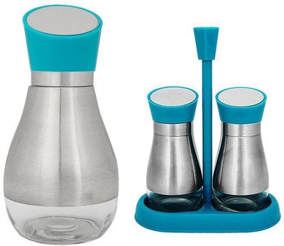 

Krishna Devi Traders LLP Vinegar bottle with 3 Piece Salt & Pepper Set(Steel)