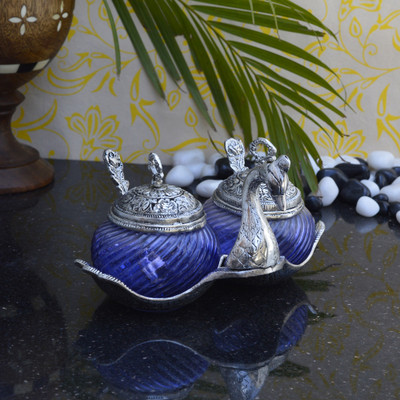 71% OFF on eCraftIndia Crystal Mouth Freshner Container with 2 Spoons 1 Piece Spice Set(Glass)