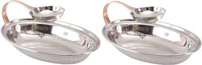

IndianArtVilla Oval Chip N Dip Set 2 Piece Condiment Set(Stainless Steel)