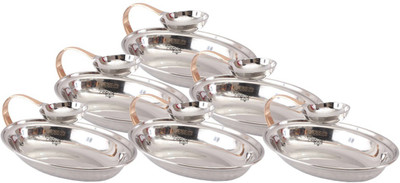 

IndianArtVilla Oval Chip N Dip Set 6 Piece Condiment Set(Stainless Steel)