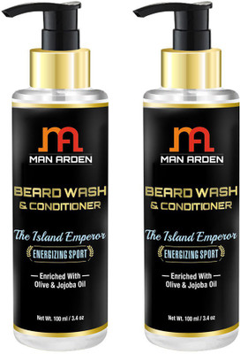 

Man Arden Beard Wash (Shampoo) & Conditioner - The Island Emperor (Energizing Sport) - With Olive & Jojoba Oil (Pack Of 2)(100 ml)