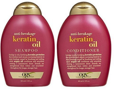OGX Anti-breakage Keratin Oil Shampoo & Conditioner (13 Ounces)(384 ml)