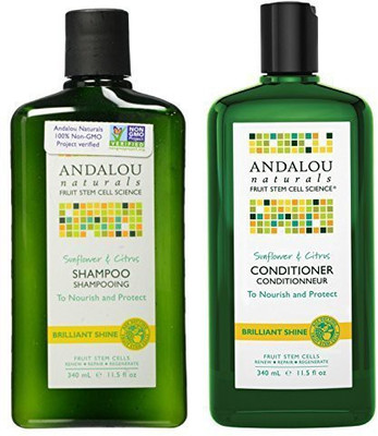 

Andalou Naturals Andalou Naturals Sunflower & Citrus Brilliant Shine Shampoo and Conditioner Bundle, 100% Sulfate Free and Color Safe, 11.5 fl oz each(340 ml)