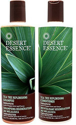 

Desert Essence Desert Essence All Natural Organic Tea Tree Replenishing Shampoo and Conditioner For Dry Flaky Scalp With Aloe Vera, Eucalyptus, Peppermint Essential Oil, Keratin and Yucca, 12.9 fl. oz. each(381 ml)