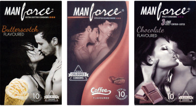 Manforce Butterscotch, Coffee, Chocolate Condom(Set of 3, 30S)