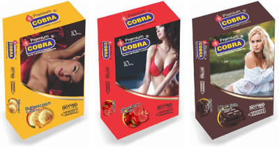 Cobra Premium Butterscotch, Strawberry, Chocolate Condom(Set of 3, 30S)