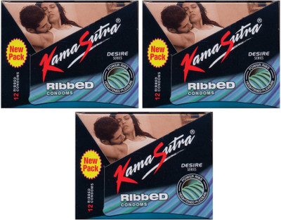 KamaSutra Ribbed, Ribbed, Ribbed Condom(Set of 3, 36S)