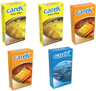 Carex Powershot x 2, Gold x 2 and Super Thin Condom(Set of 5, 50S)