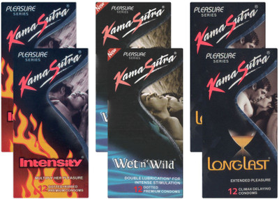 KamaSutra Intensity, Wet n Wild, Longlast - UPFK200112 Condom(Set of 6, 72S)