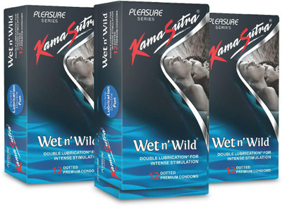 Kamasutra Wet n' Wild Monthly Combo Condom(Set of 3, 12 Sheets)