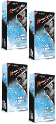KamaSutra Chill Thrill Extra Cooling Sensation Menthol Dotted Plasure Series Condom(Set of 4, 48S)