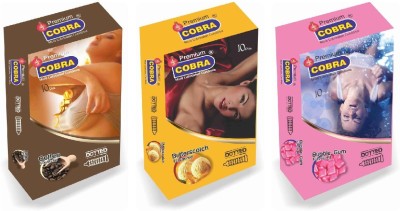Flipkart - Cobra Premium Coffee, Butterscotch, Bubble Gum Condom(Set of 3, 30S)
