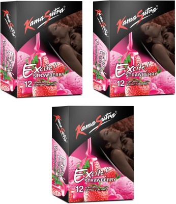 Flipkart - KamaSutra excite-Strawberry dotted 12’s Condom(Set of 3, 36S)