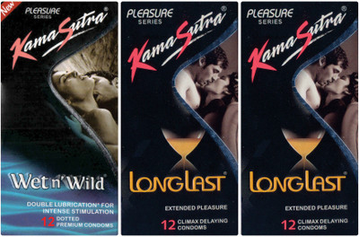 KamaSutra Wet n Wild, Longlast, Longlast Condom(Set of 3, 36S)