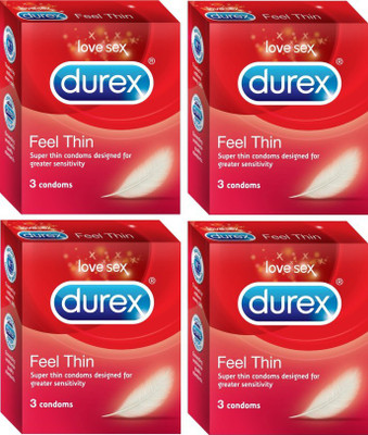 Durex Feel Thin Condom(Set of 4, 12S) available at flipkart for Rs.216