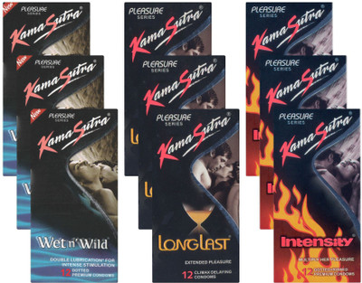 

KamaSutra Wet n Wild, Longlast, Intensity - UPFK200308 Condom(Set of 9, 108S)