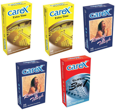 

Carex Poweshot x 2, Rough & Tough x 2 and 3in1 Condom(Set of 5, 50S)
