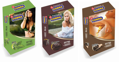 Cobra Mint, Chocolate & Coffee Condom(Set of 3, 30S)