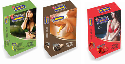 

Cobra Mint, Coffee & Strawberry Condom(Set of 3, 30S)
