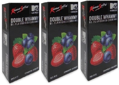 

KamaSutra MTV Bi- Flavoured Strawberry- Blueberry 36pc Condom(Set of 3, 36S)