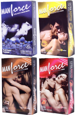 MANFORCE Combo Pack (Chocolate,Strawberry,Black Grapes,Banana) Condom(Set of 3, 30 Sheets)