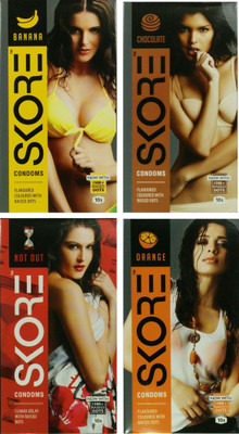 

Skore Banana, Chocolate, Notout, Orange Condom(Set of 4, 40S)