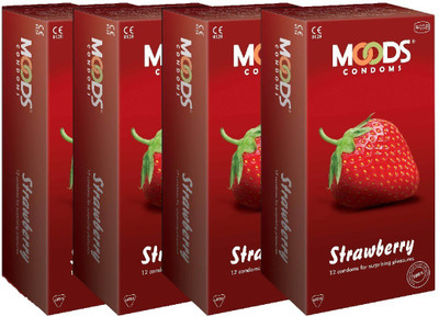 Moods Strawbery 48pc (12X4) Condom(Set of 4, 48S)