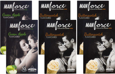 Manforce GreenApple, Butterscotch - CPFK1597 Condom(Set of 6, 60S)