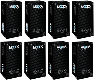 MOODS Ribbed 96pc (12X8) Condom(Set of 8, 96 Sheets)