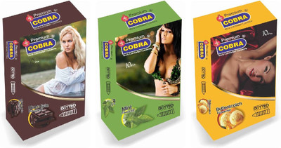 

Cobra Premium Chocolate, Mint, Butterscotch Condom(Set of 3, 30S)