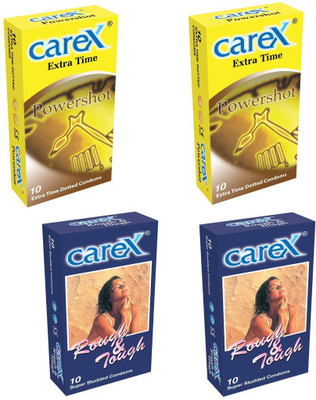 Carex Powershot x 2 and Rough & Tough x 2 Condom(Set of 4, 40S)