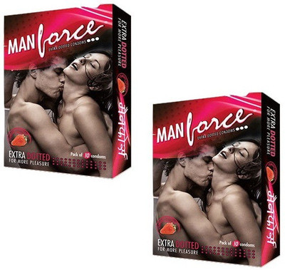 Manforce Extra Dotted Strawberry Flavoured Condom(Set of 2, 20S)