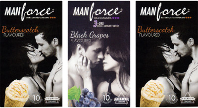 Manforce Butterscotch, BlackGrape , Butterscotch Condom(Set of 3, 30S)