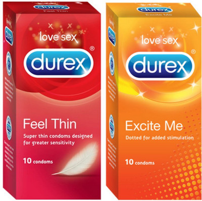 Durex Feel Thin, Excite Me Condom(Set of 2, 20S) available at flipkart for Rs.246