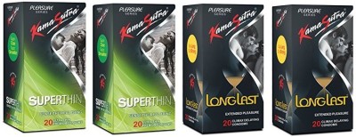 KamaSutra Superthin & Longlast 40,40 Condom(Set of 4, 80S) at flipkart