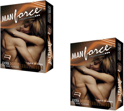 MANFORCE Extra Dotted Chocolate Flavoured Condom(Set of 2, 20 Sheets)
