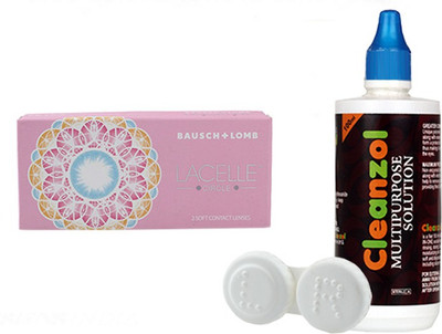 

Bausch & Lomb Lacelle Circle Aqua With LensCareKit By VisionsIndia Monthly(-2.50, Colored Contact Lenses, Pack of 2)