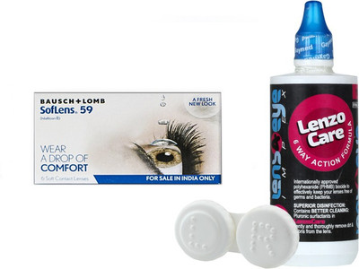 

Bausch & Lomb Soflens 59 with Care Kit By Lens4eye Monthly Contact Lens(-5.50, Clear, Pack of 3)