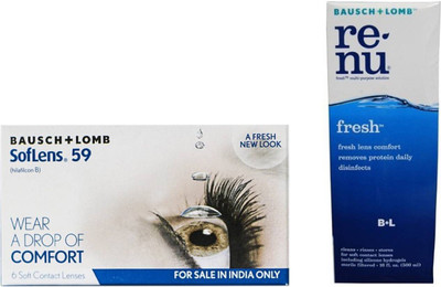 Flipkart - Bausch & Lomb Soflens 59 SL59 With Renu Fresh Solution 120 ml Monthly(-5, Contact Lenses, Pack of 6)