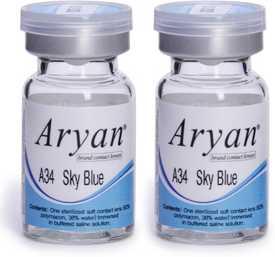 

Purecon Aryan A34 Sky Blue Yearly(0, Colored Contact Lenses, Pack of 2)