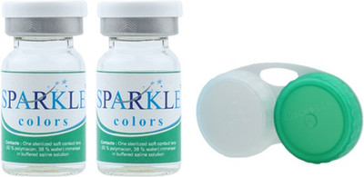 

Sparkle With Case By Lens4eye Yearly Contact Lens(Green-0.00, Green, Pack of 2)
