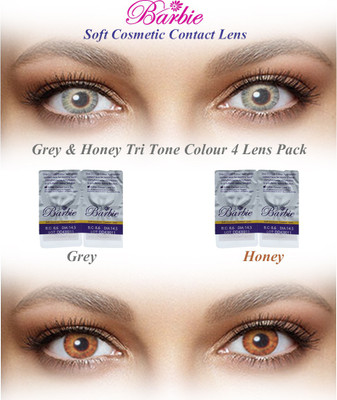 

Barbie Tri Tone Zero Power By Visions India Monthly(GreyHoney-0.00, Colored Contact Lenses, Pack of 4)