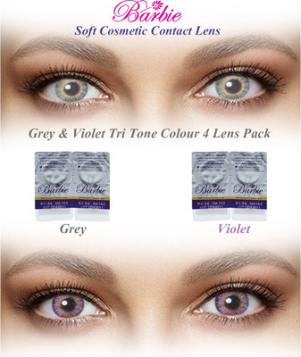

Barbie Tri Tone Zero Power By Visions India Monthly(GreyViolet-0.00, Colored Contact Lenses, Pack of 4)