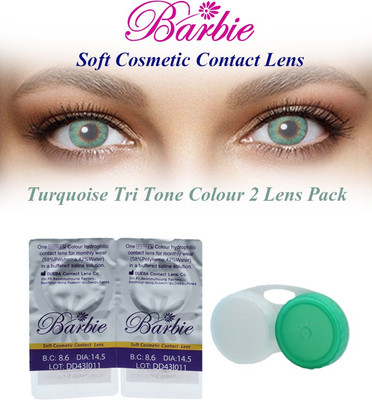 

Barbie Tri Tone Zero Power With Case By Visions India Monthly(Turquoise-0.00, Colored Contact Lenses, Pack of 2)