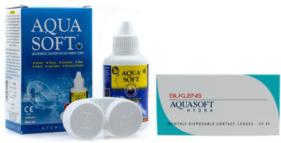 

Silklens Aquasoft Hydra UV 55 with Kit By VisionsIndia Monthly(-6.50, Contact Lenses, Pack of 6)
