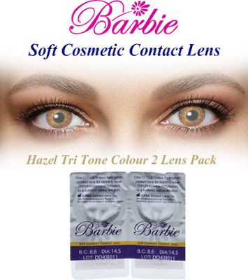 

Barbie Tri Tone Hazel Zero Power By Visions India Monthly(Hazel-0.00, Colored Contact Lenses, Pack of 2)