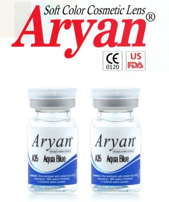 Flipkart - Aryan Tri Tone Aqua Blue By Visions India Yearly(-3.75, Colored Contact Lenses, Pack of 2)