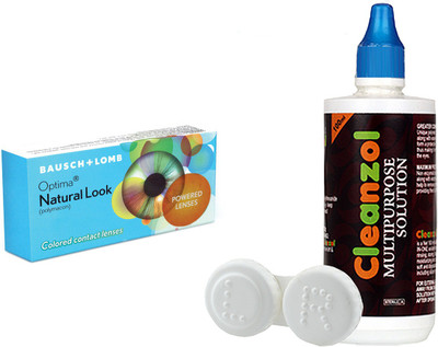 

Bausch & Lomb Natural look Light Green with LensCareKit By VisionsIndia Quaterly(-5.50, Colored Contact Lenses, Pack of 2)